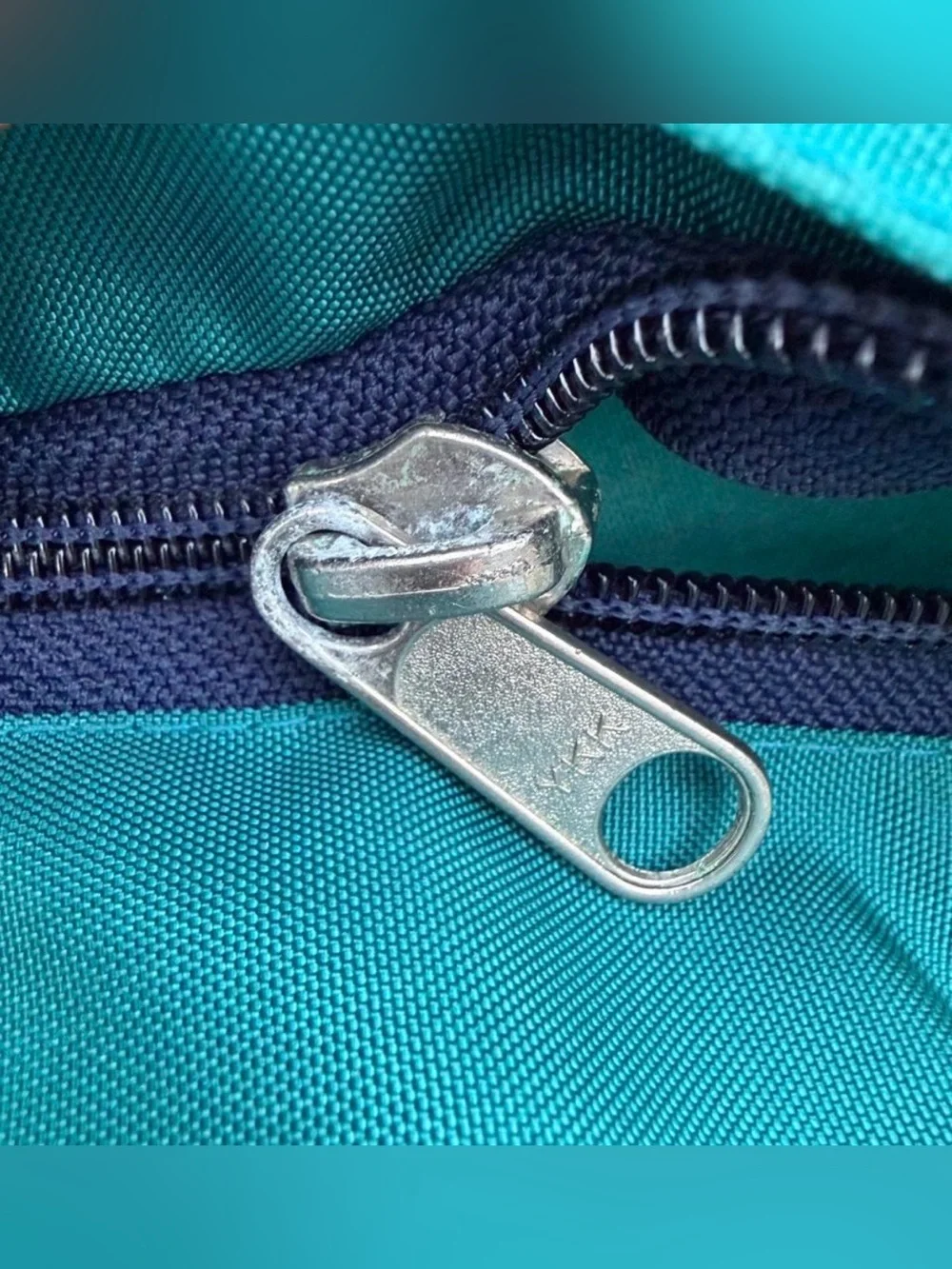 Vintage 70/80s The North Face teal blue large waist pack with royal blue piping